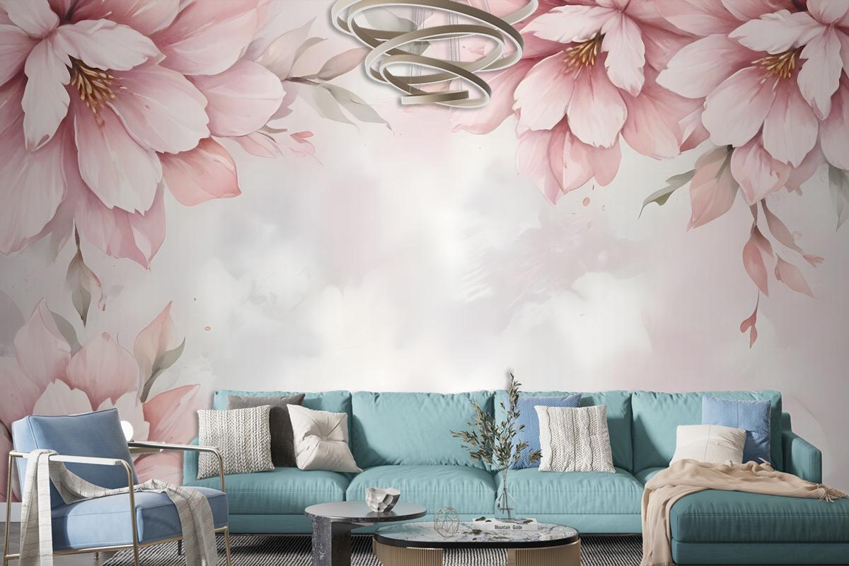 Pastel Pink Flower Wallpaper Mural