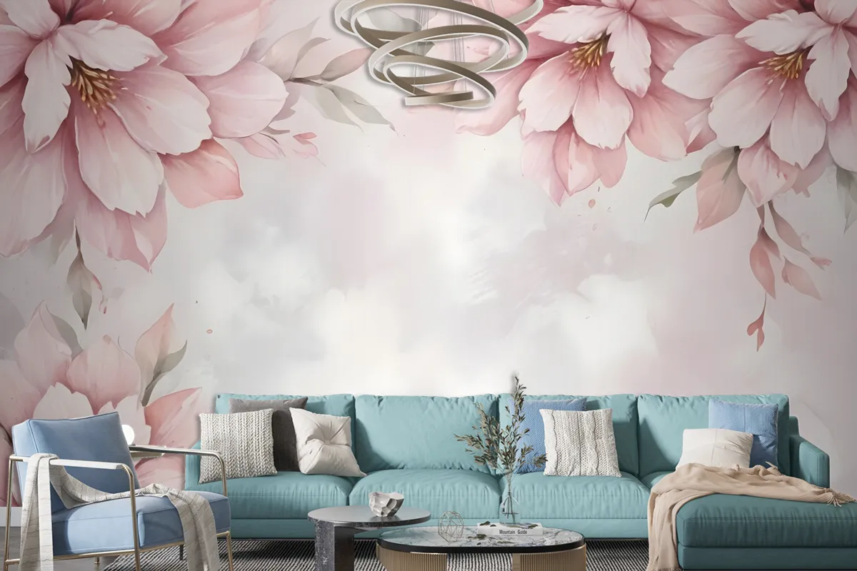 Pastel Pink Flower Wallpaper Mural