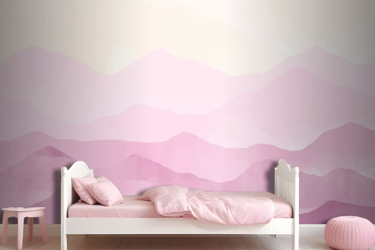 Pastel Watercolor Mountains Background Wallpaper Mural