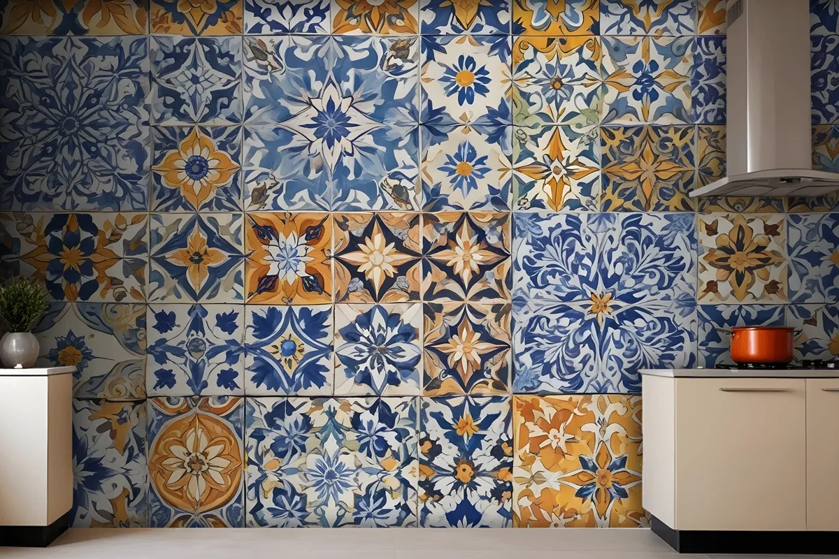 Patterned Tile Wallpaper Mural