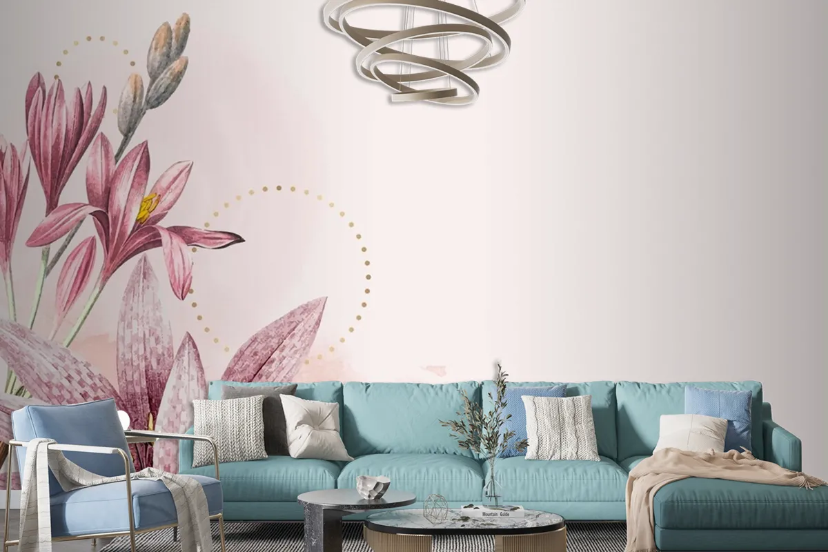 Pink Amaryllis Pattern Background Wallpaper Mural