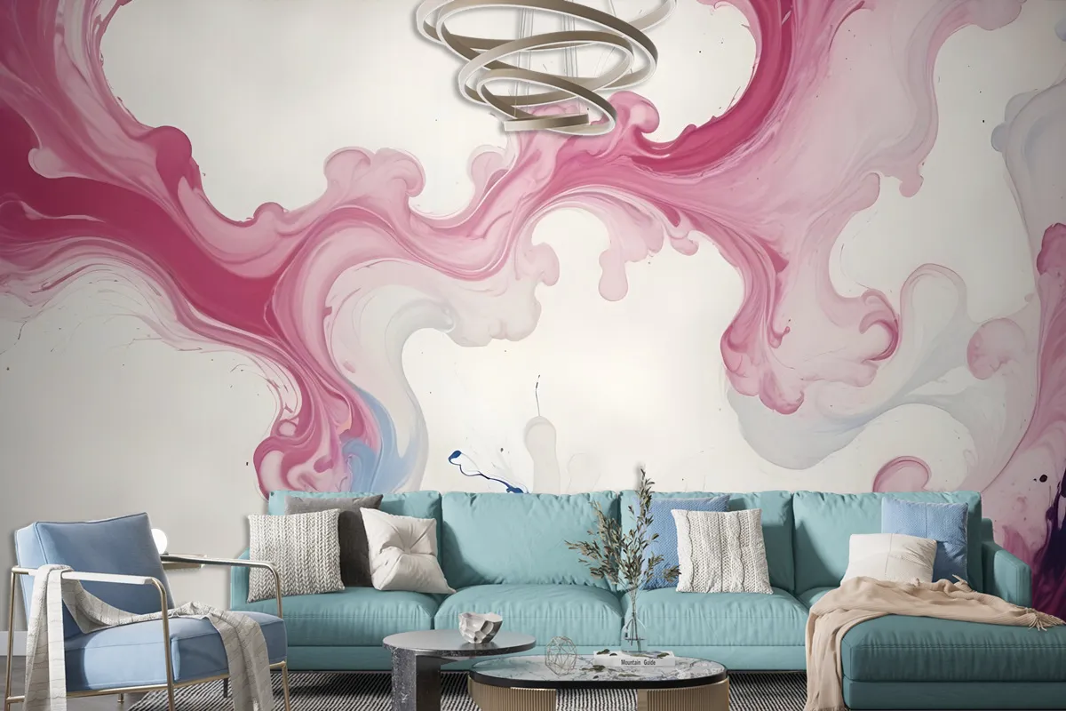 Pink Blue Marble Style Brush Wallpaper Mural