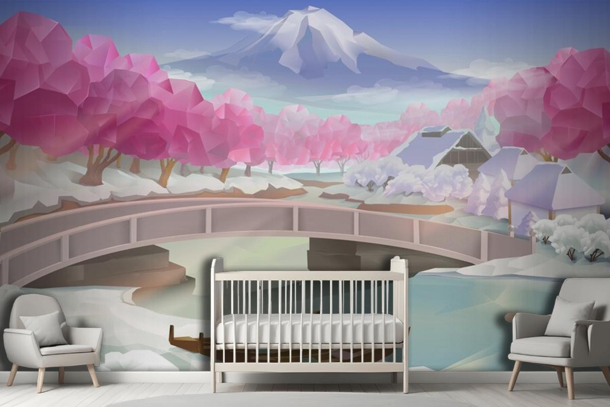 Pink Grove Landscape Wallpaper Mural