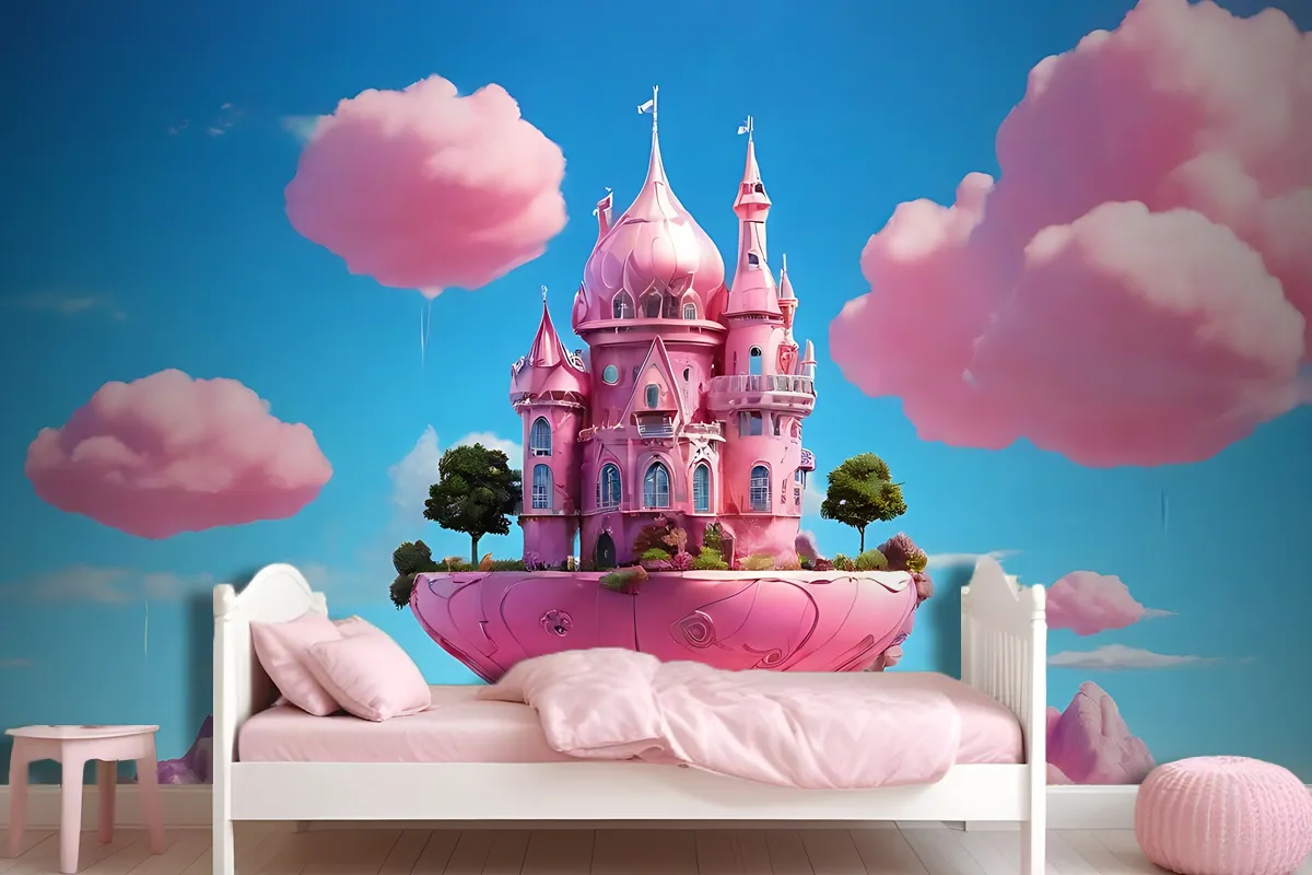 Pink Magic House Design Wallpaper Mural