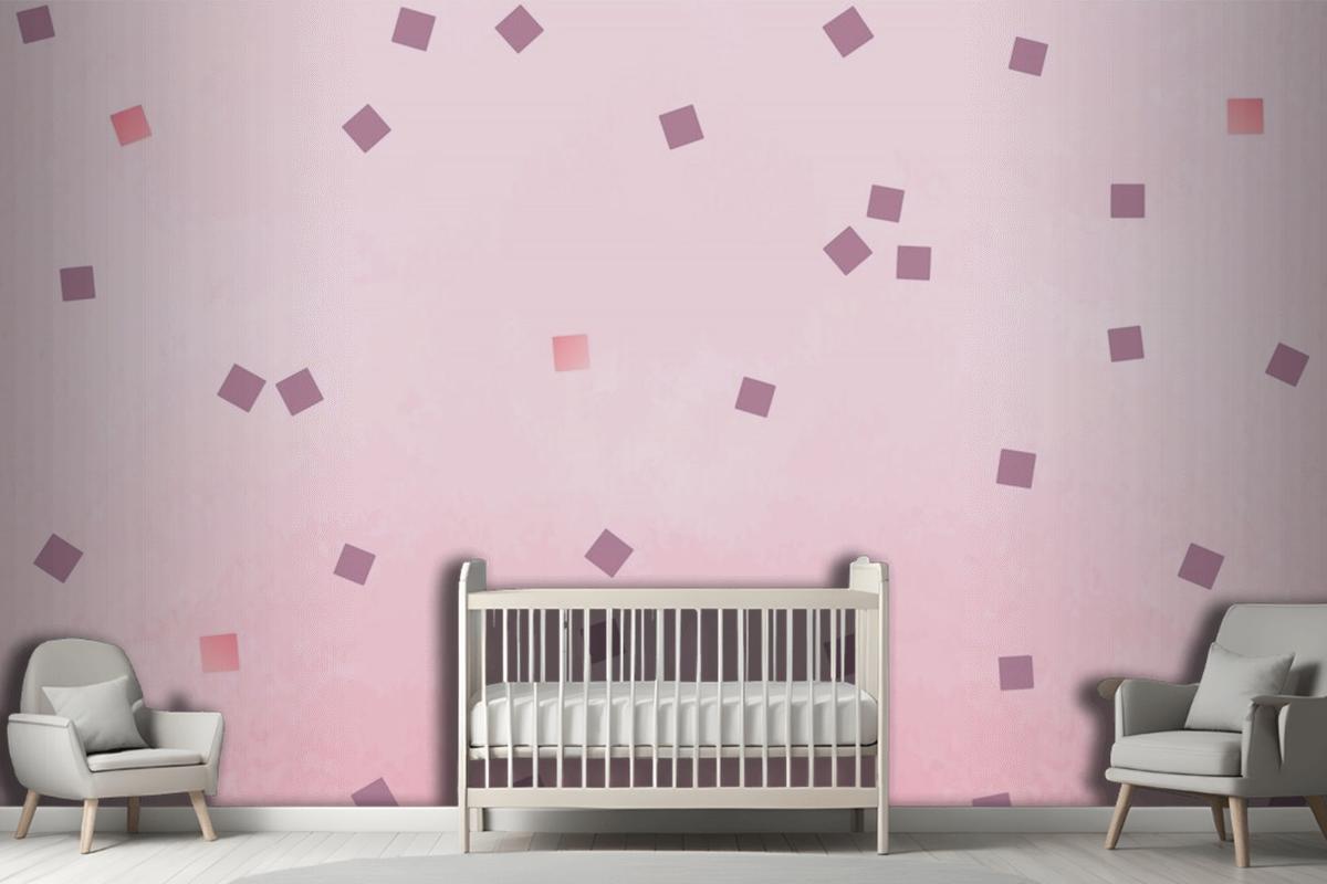 Pink Square Polka Dots Wallpaper Mural