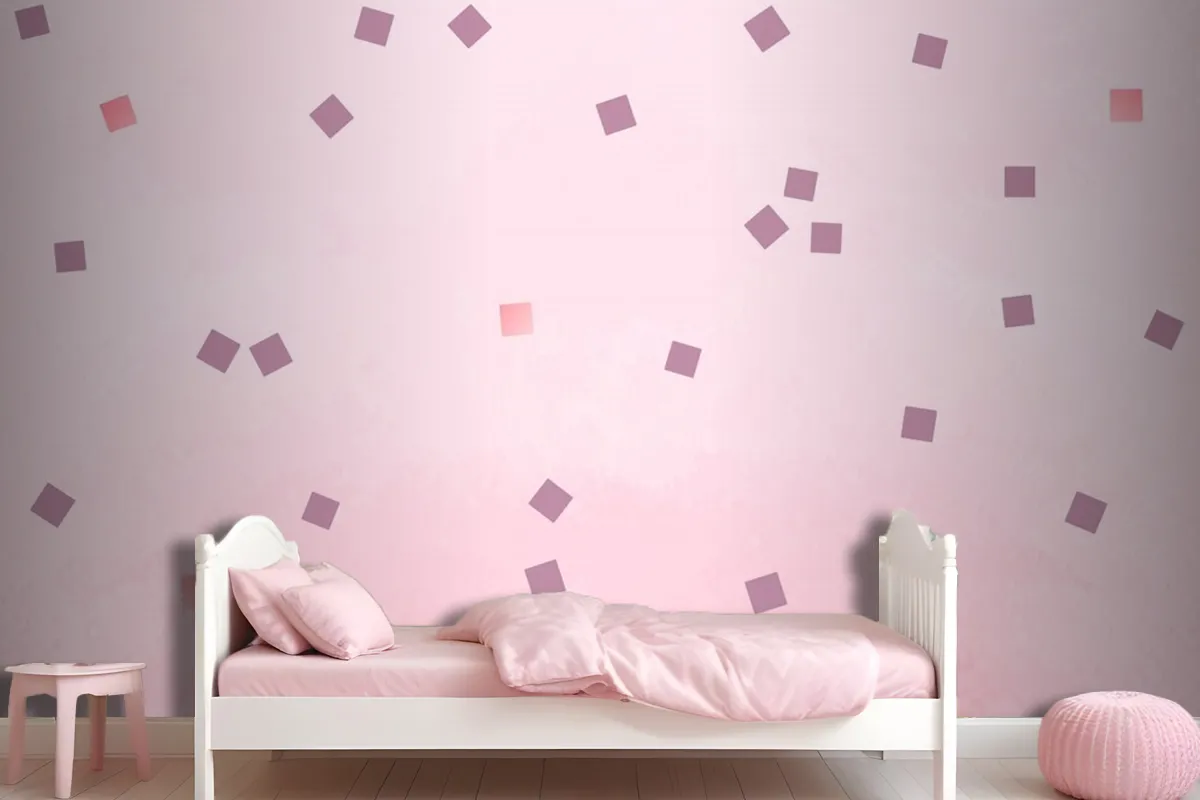 Pink Square Polka Dots Wallpaper Mural