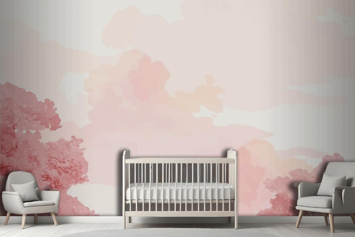 Pink Trees And Sky Banner Wallpaper Mural