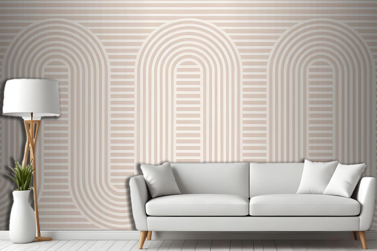 Pink Zen Garden Curves & Stripes Wallpaper Mural