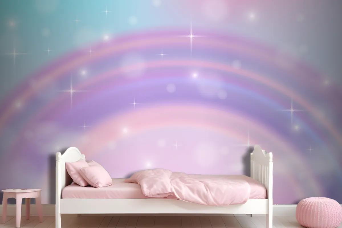 Realistic Rainbow Glitter Background Wallpaper Mural