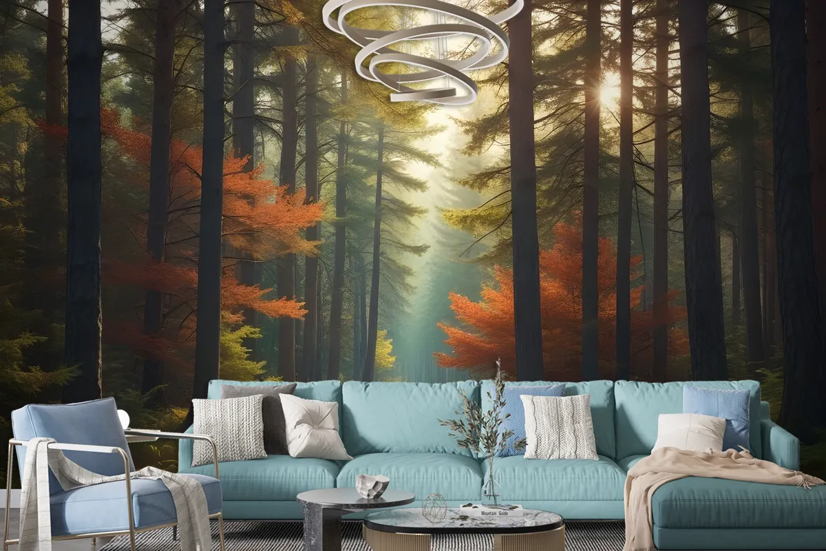 Red Forest Autumn Wallpaper Mural