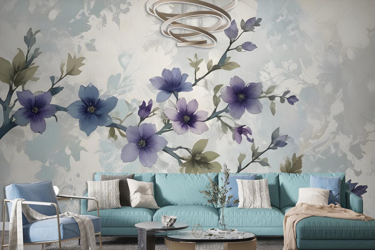 Retro Magnolia Blossom Wallpaper Mural