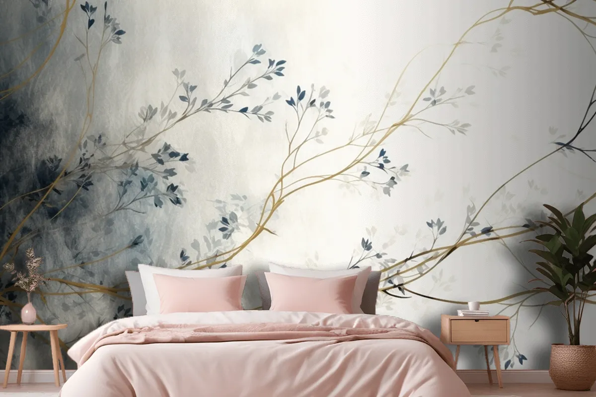 Retro Nostalgic Golden Brushstrokes Wallpaper Mural