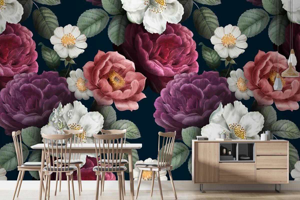 Romantic Floral Background Wallpaper Mural