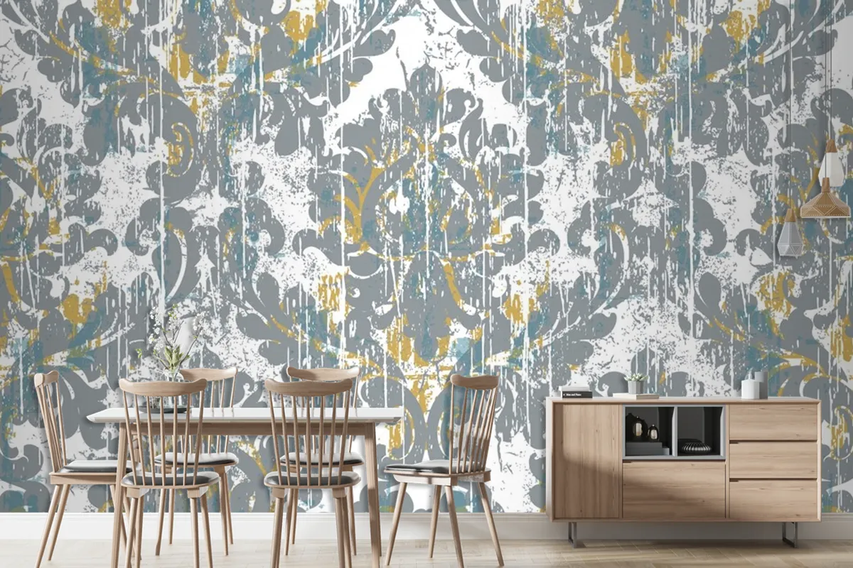 Royal Vintage Grunge Style Damaged Retro Wallpaper Mural