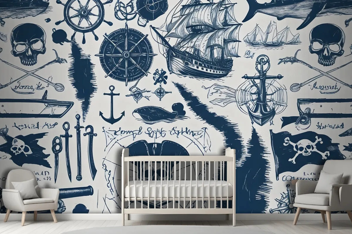 Sailor Map Adventure Kids Wallpaper Mural