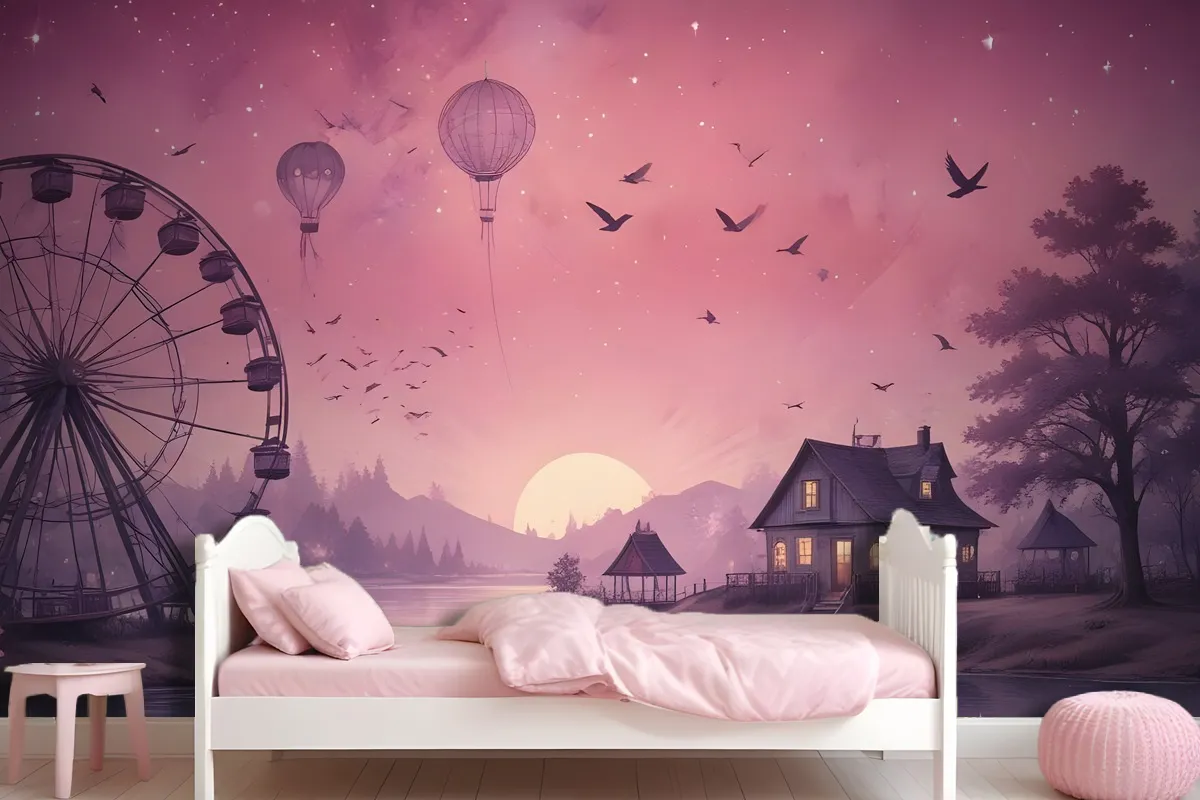 Sea Landscape With Ferris Wheel Wallpaper Mural