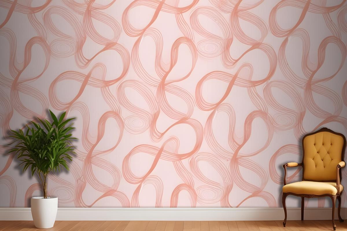 Seamless Abstract Pattern With Organic Flowing Shapes In Shades Of Pink And Peach Wallpaper Mural