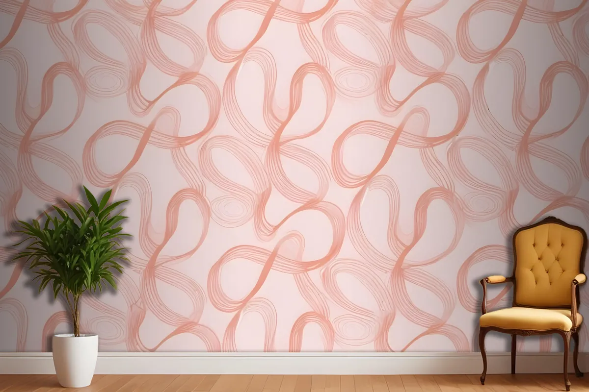Seamless Abstract Pattern With Organic Flowing Shapes In Shades Of Pink And Peach Wallpaper Mural