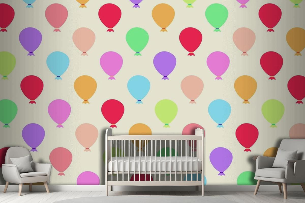 Seamless Colorful Balloons Pattern Wallpaper Mural