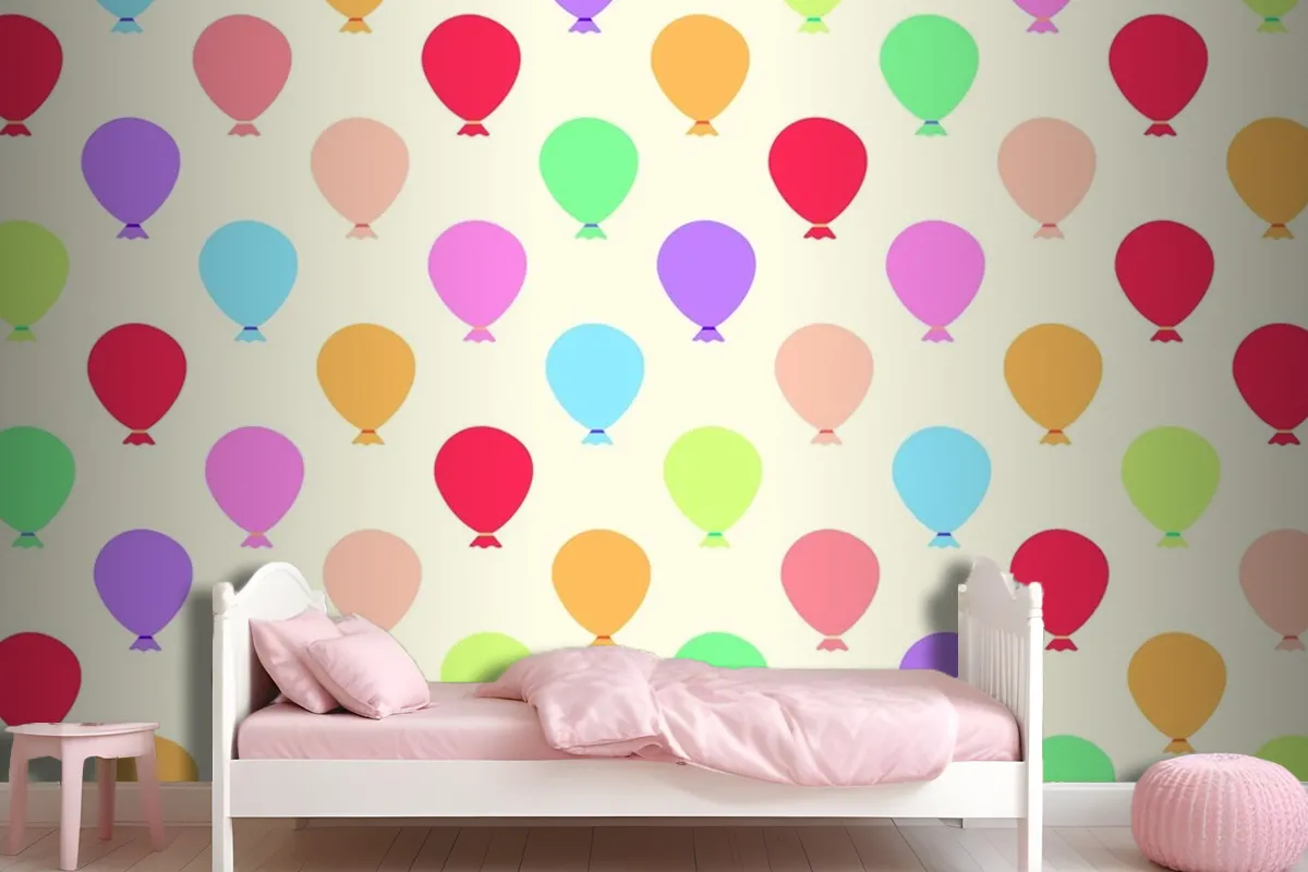 Seamless Colorful Balloons Pattern Wallpaper Mural