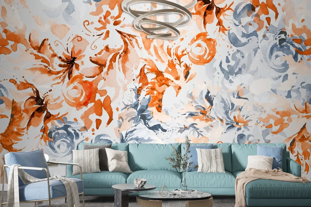 Seamless Pattern Abstract With Watercolor Floral Wallpaper Mural