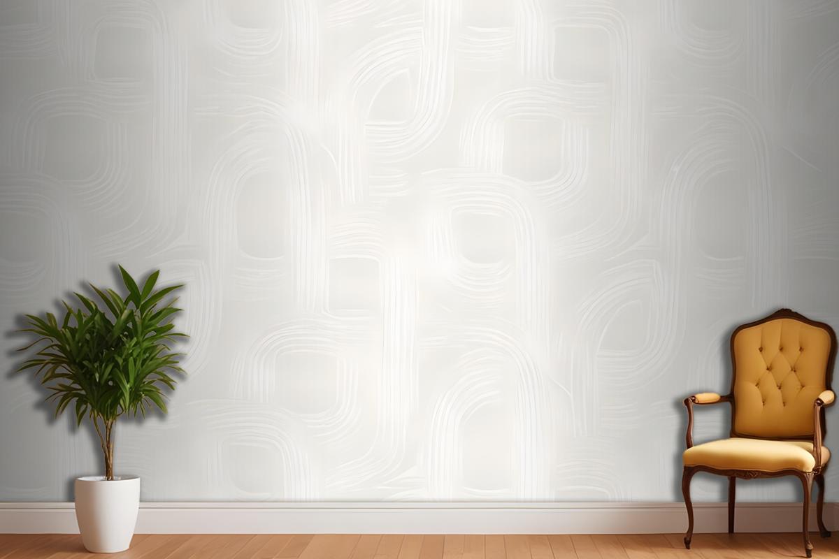 Seamless Pattern Of Abstract White Shapes On A Light Background Wallpaper Mural