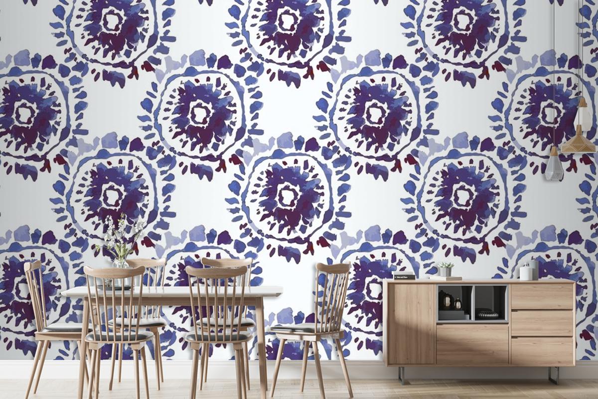 Shibori Hand Painted Pattern Watercolor Wallpaper Mural