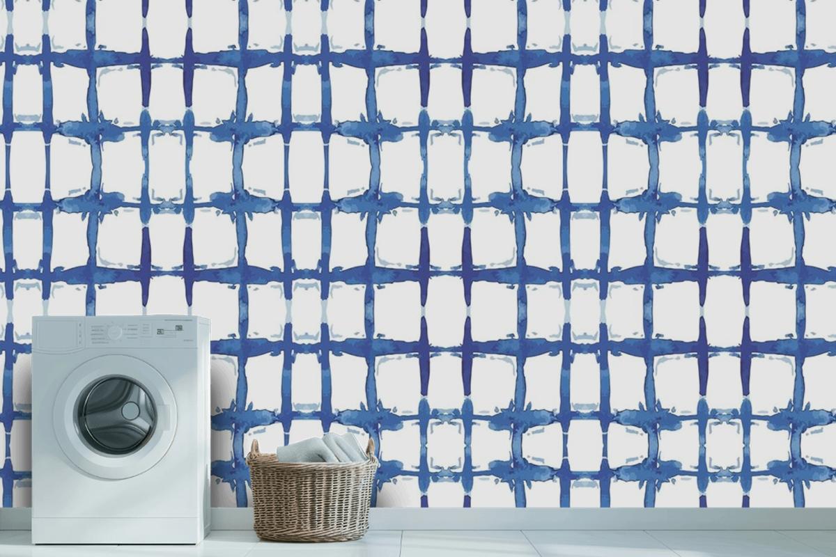 Shibori Lines Pattern Watercolor Wallpaper Mural