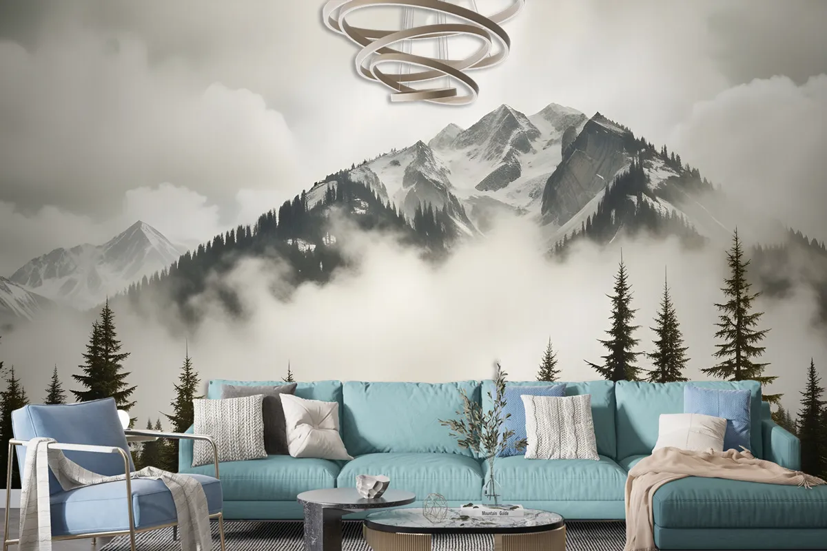 Snowy Mountain Landscape Wallpaper Mural