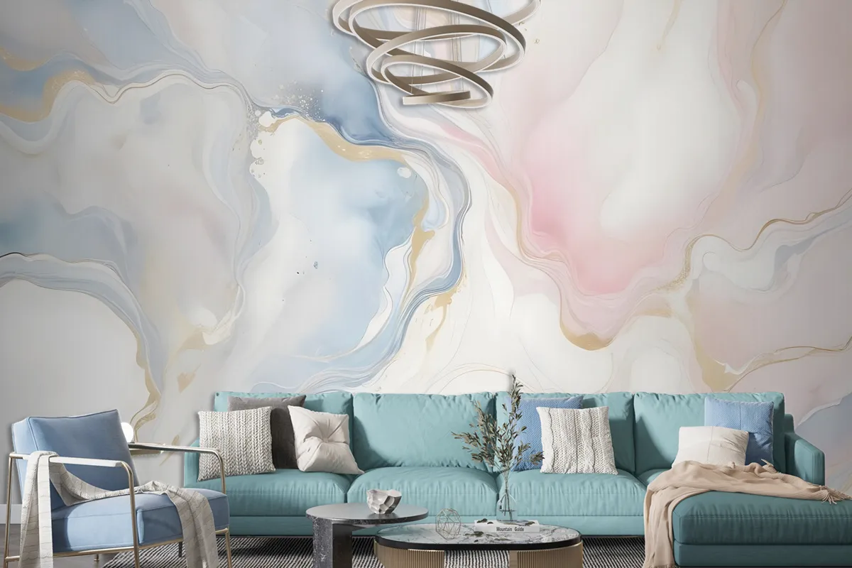 Soft Neutral Abstract Marble Art Wallpaper Mural