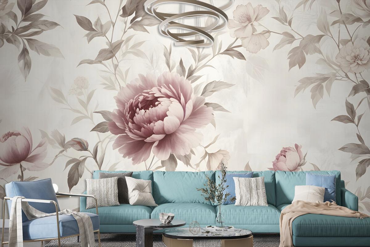 Soft Peony Floral Vintage Wallpaper Mural