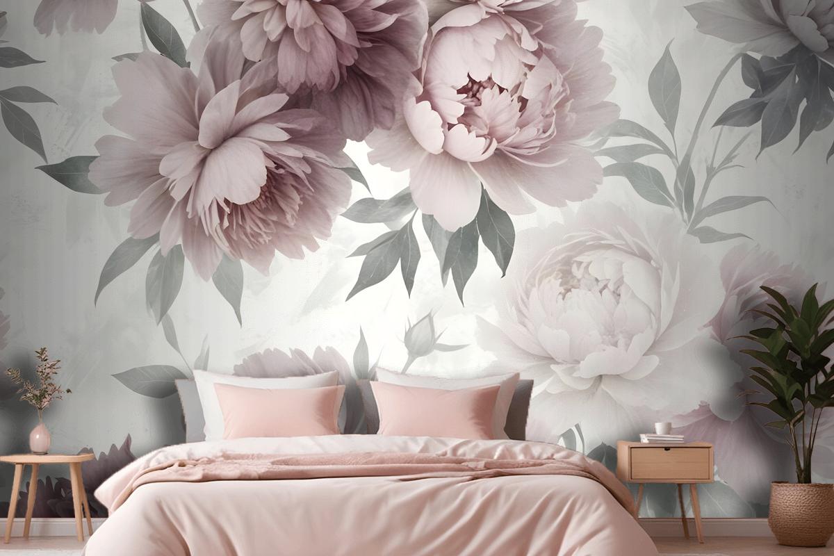 Soft Peony Floral Wallpaper Mural