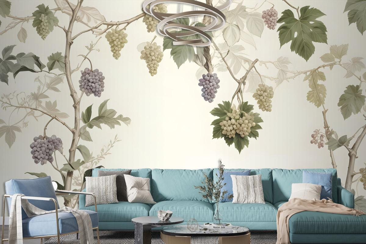 Soft Tropical Grape Trees And Durian Fruits Wallpaper Mural