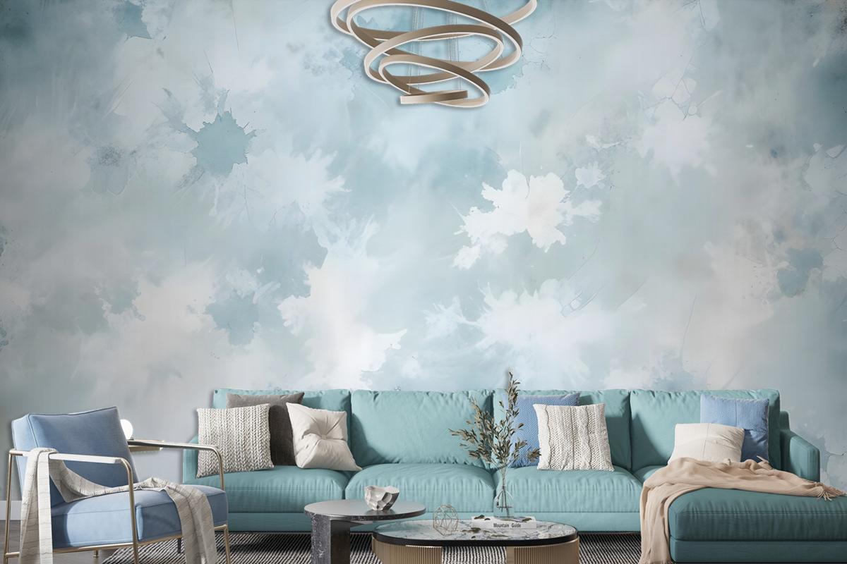 Soft Turquoise Brush Wallpaper Mural