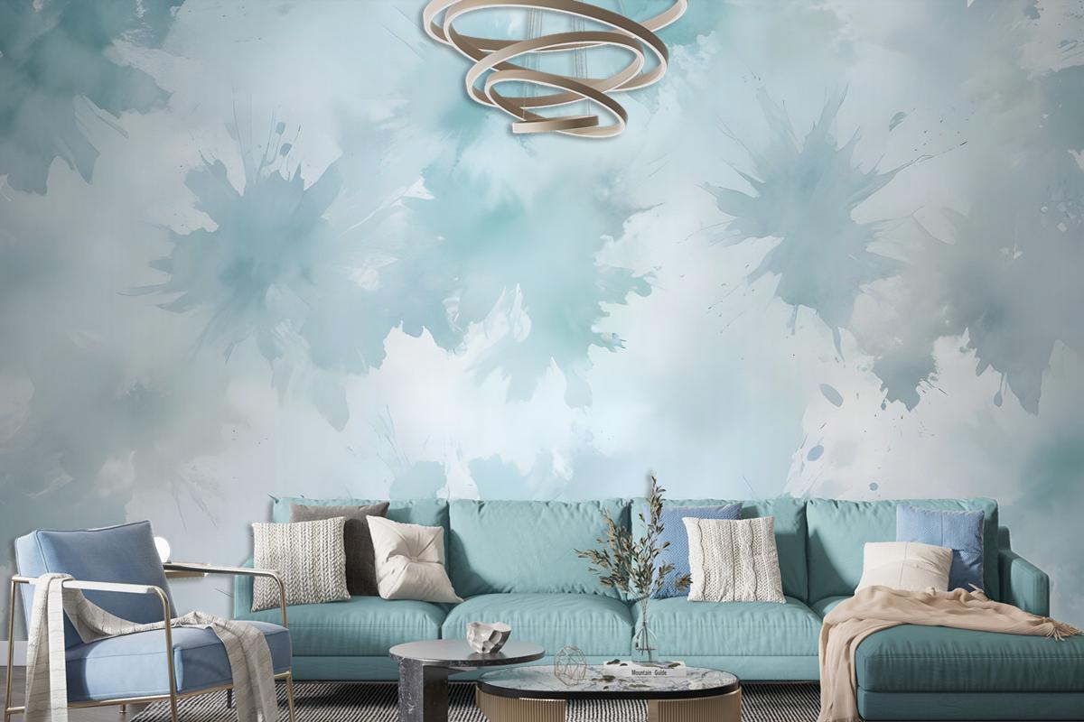 Soft Turquoise Brush Wallpaper Mural