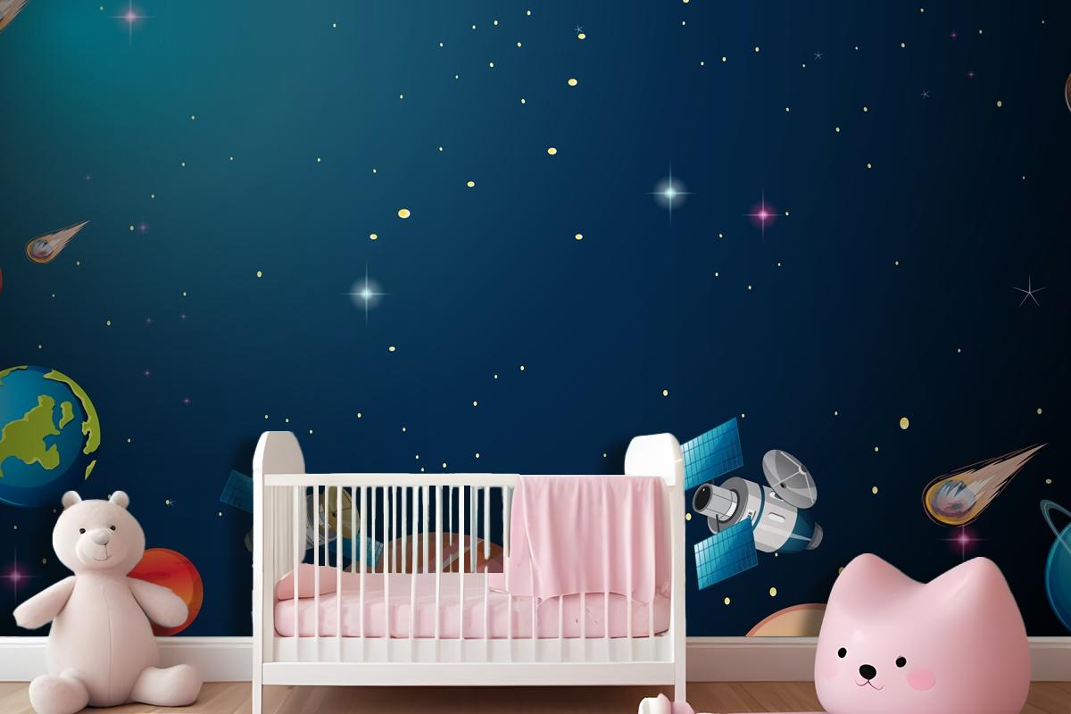 Solar System Universe Scene Wallpaper Mural