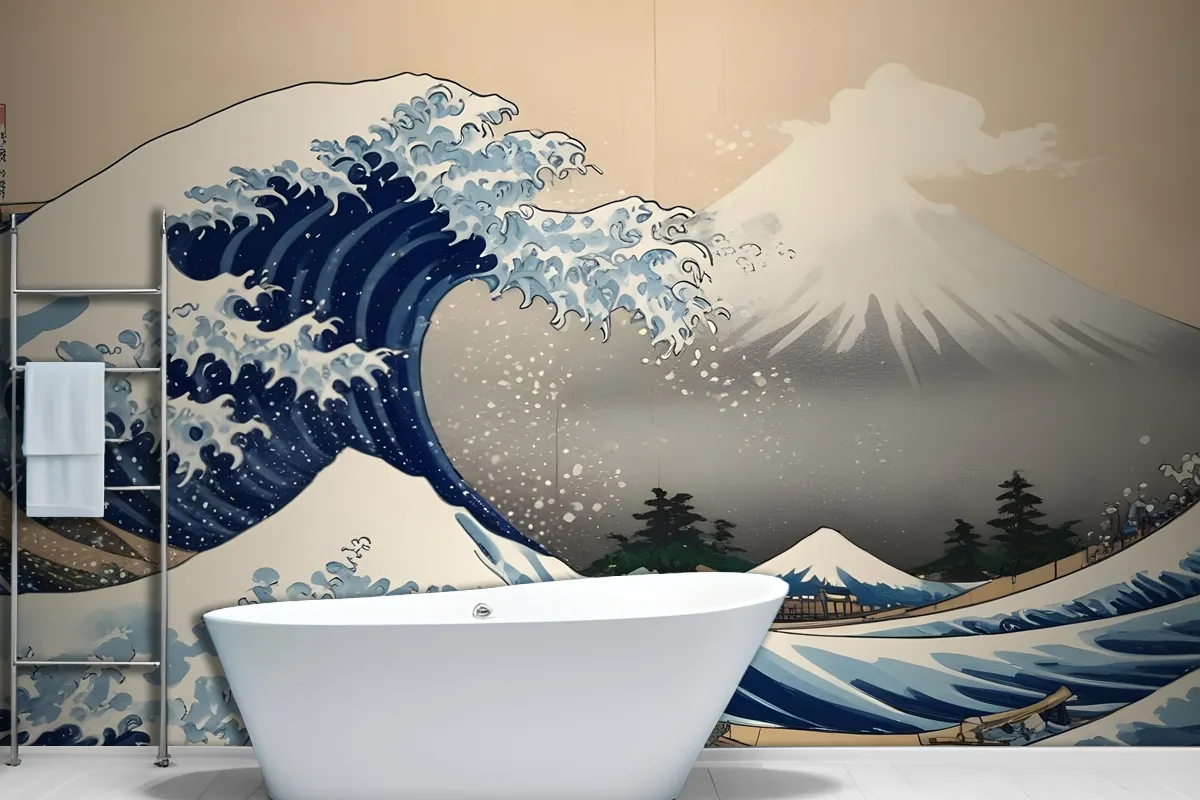 The Great Wave Off Kanagawa By Hokusai Wallpaper Mural