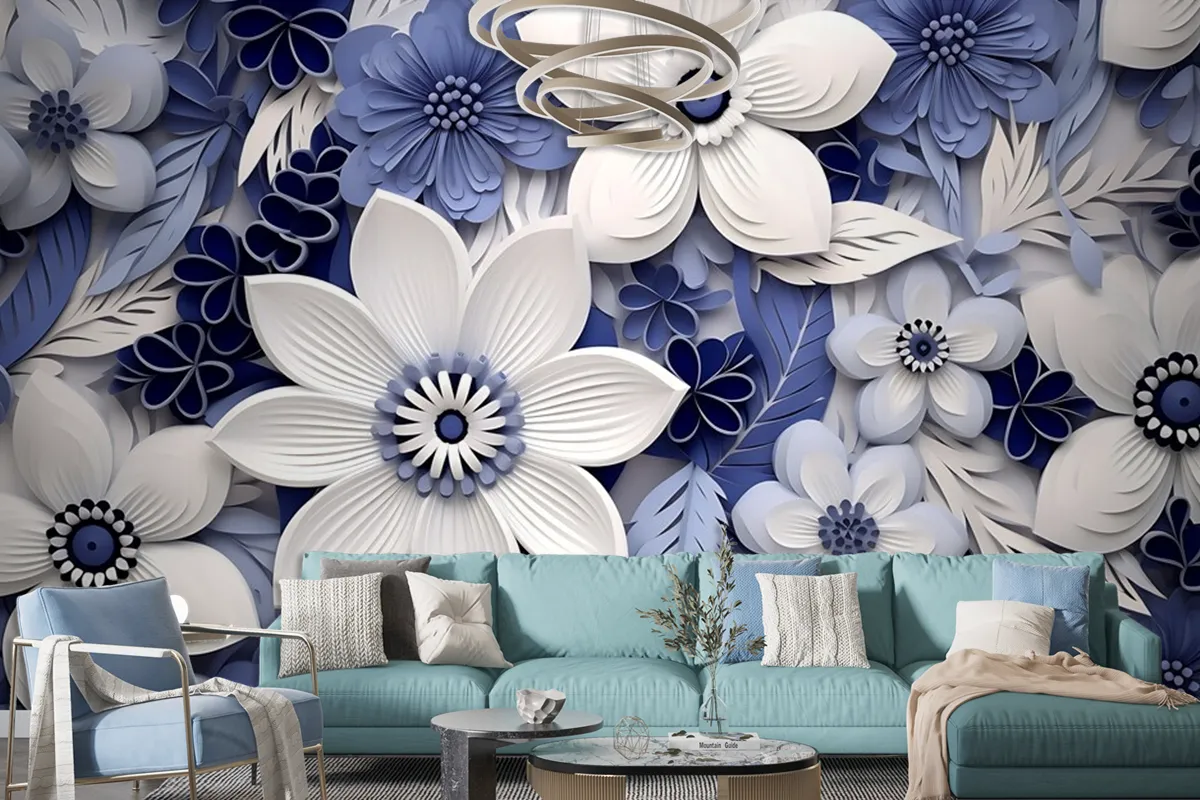 Top View Beautiful Flowers Arrangement Wallpaper Mural