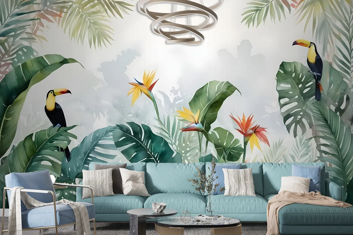 Toucans And Tropical Rainforest Wallpaper Mural