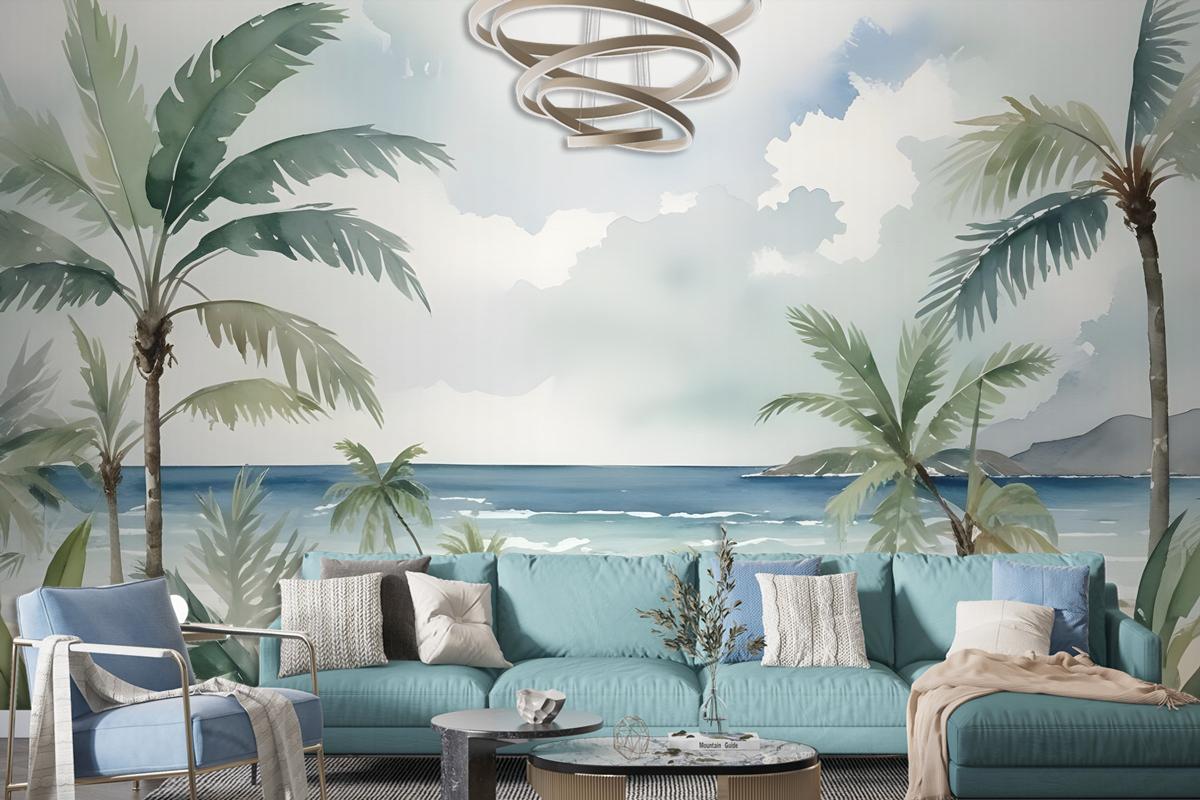 Tropical Beach View Wallpaper Mural