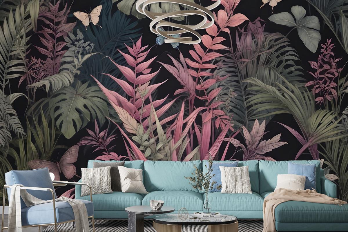 Tropical Butterflies Wallpaper Mural