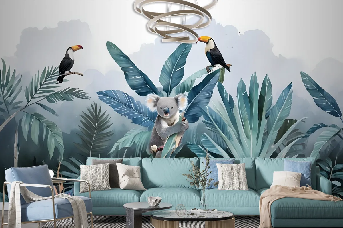 Tropical Forest With Koala Toucan Wallpaper Mural