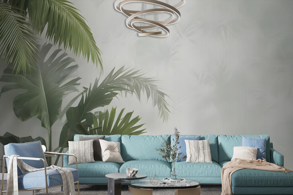 Tropical Green Palm Leaves Wallpaper Mural