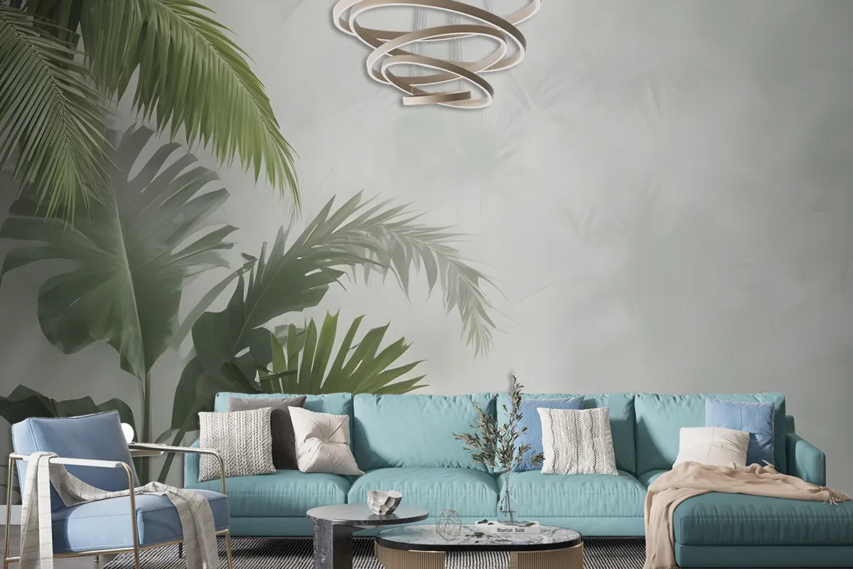 Tropical Green Palm Leaves Wallpaper Mural