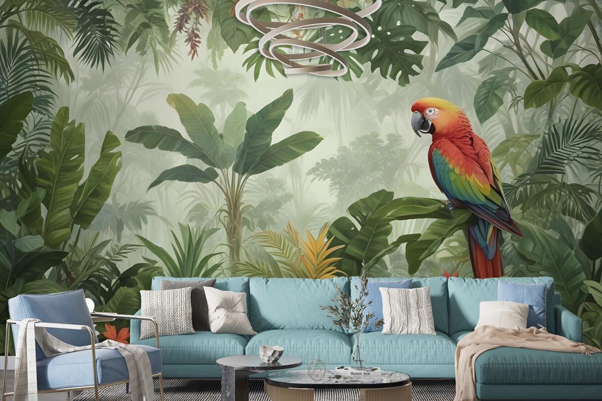 Tropical Jungle Plants Wallpaper Mural