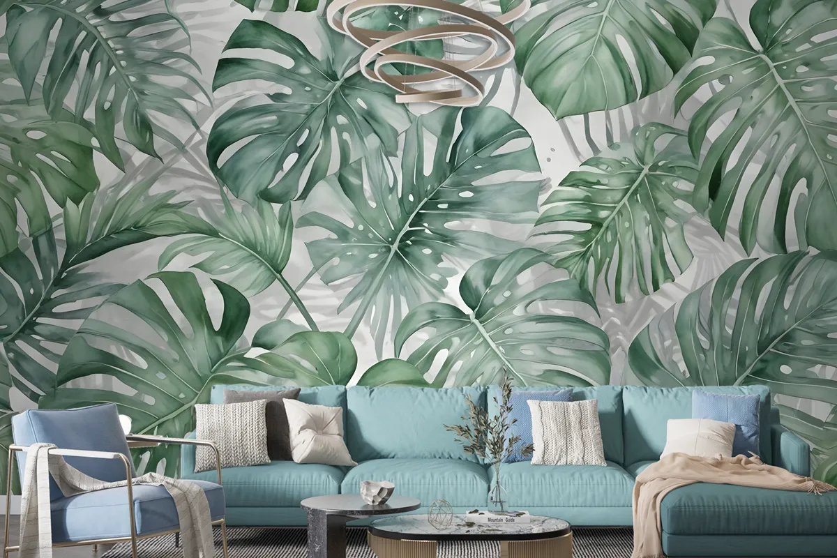 Tropical Leaf Pattern Wallpaper Mural