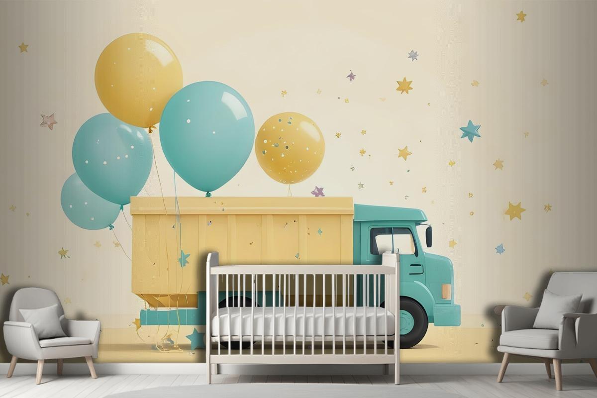 Truck Ballon Kids Wallpaper Mural