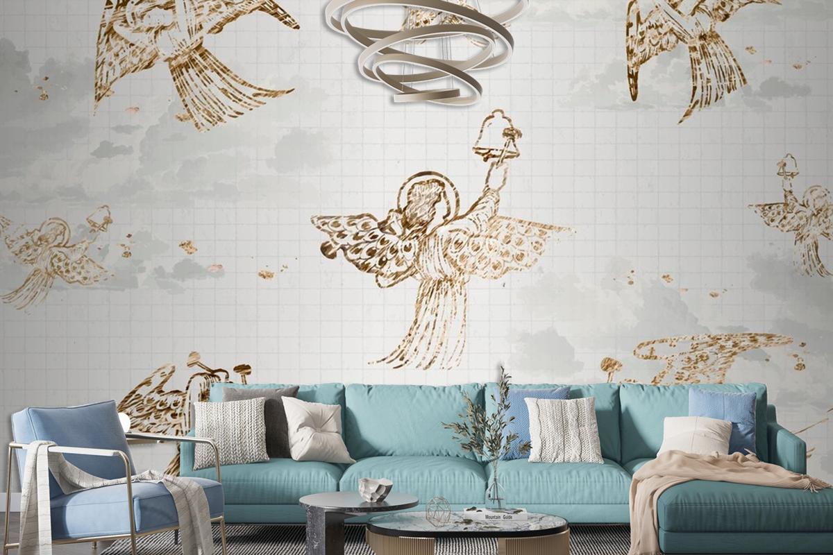 Vintage Angel Pattern Background Wallpaper Mural