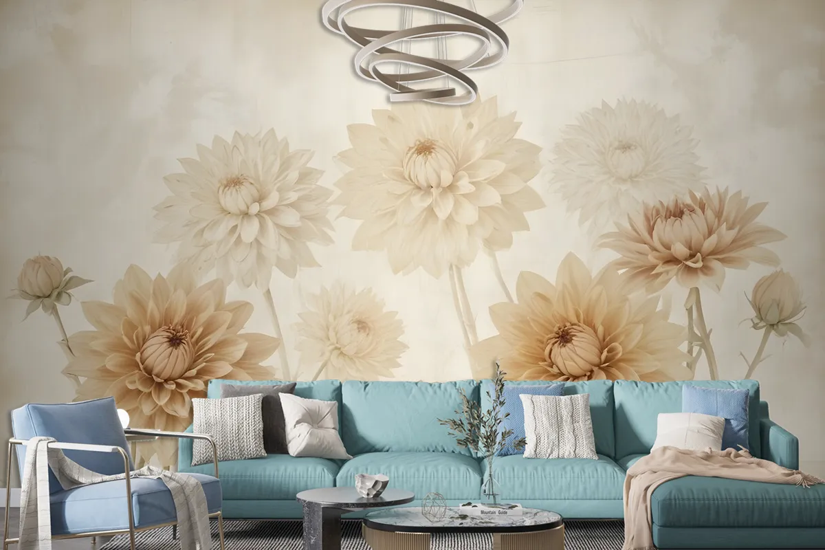 Vintage Dahlia Flower Wallpaper Mural