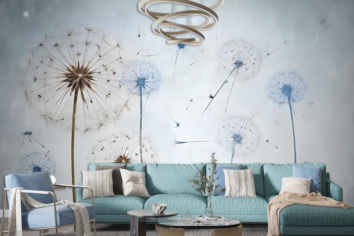 Vintage Dandelion Floral Wallpaper Mural